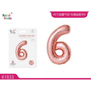 ลูกโป่งฟอยล์สีโรสโกลด์ขนาด40นิ้วพร้อมของตกแต่งงานปาร์ตี้พิมพ์หมายเลข6สำหรับงานรับปริญญาและงานเฉลิมฉลอง - Product Image 1