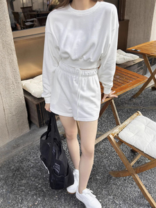 Z39 Nuovo Set Sportivo Casual Primaverile ed Estivo per Donne: Felpa con Cappuccio Versatile <span class=keywords><strong>e</strong></span> Pantaloncini con Elastico in Vita - Product Image 5