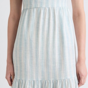 เดรสยาวทรงตรงผ้าลินินผสมแบบไร้แขน เป็นมิตรกับสิ่งแวดล้อม ระบายอากาศได้ดี ไม่ยับ ซักได้ เหมาะสำหรับฤดูร้อน ตกแต่งด้วยผ้าปะติดปะต่อ คอเหลี่ยมสีพื้น - Product Image 5