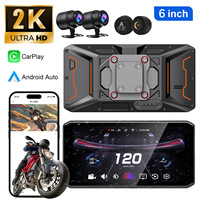 Caméra de moto 2K, caméras avant et arrière, avertisseur d'angle mort BSD, enregistreur embarqué pour moto, CarPlay, surveillance de la pression des pneus