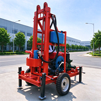 Foreuse compacte diesel sur roues 200m 300m pour forage de puits d'eau, montée sur remorque pour chantiers isolés