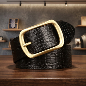 Accesorios para Hombre, Cinturones Formales de Lujo, Cinturón 100% de Cuero Genuino Original con Hebilla de Latón, la Mejor Calidad, Hecho en India - Product Image 1