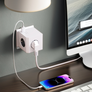 ปลั๊กพ่วงแบบลูกบาศก์ 3 ช่องเสียบ พร้อมพอร์ต USB ดีไซน์ทันสมัยสไตล์ฝรั่งเศส/เยอรมัน/เกาหลี 16A ได้รับการรับรอง KC GS - Product Image 5