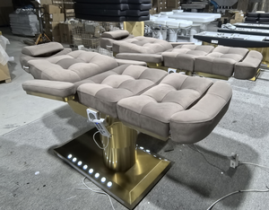 Electric Facial Massage Beauty <b>Bed</b> Set PU Leather White Gold Frame 3 Motor Built-In Headrest Salon Furniture Commercial Use - Product Image 6