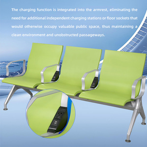 Fauteuil d'attente moderne en métal industriel HFYM pour aéroports et hôpitaux avec prise de charge USB, mobilier commercial empilable - Product Image 3