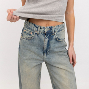 Pantalones Vaqueros de Mezclilla <span class=keywords><strong>para</strong></span> <span class=keywords><strong>Mujer</strong></span>, Estilo Urbano, Cintura Alta, Pierna Recta, Corte Holgado, Estilo Boyfriend, Fabricación Personalizada - Product Image 4