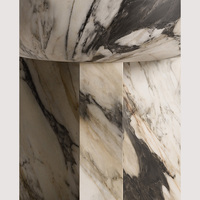 Table d'appoint Dream Home en marbre massif avec plateau en forme de bol à rebord encastré, piétement géométrique fendu, mobilier de décoration intérieure