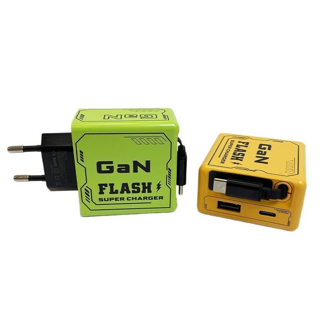 Portable 35W GaN USB-C Fast Charger Foldable EU Plug Built in Type C Cable QC3.0 Pd Fast Charger USB C Phone Charger
