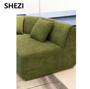 Divano Sezionale Angolare Moderno Shezi in Tessuto <span class=keywords><strong>Verde</strong></span> Imbottito in Schiuma, Resistente, per Appartamenti e Salotti di Hotel - Product Image 3