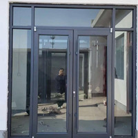 Porte à battant moderne en alliage d'aluminium thermolaqué avec verre trempé, installation facile pour les devantures de centres commerciaux, restaurants et commerces de détail