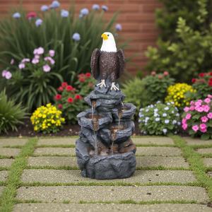 Nichoir moderne de conception <span class=keywords><strong>zen</strong></span> lumières LED jardin extérieur eau qui coule caractéristique nouvel ornement en résine de bois pour animaux de compagnie style artificiel - Product Image 3