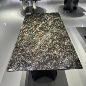 Modern Rectangular Brown Marble Dining <strong>Table</strong>:<strong>Tall</strong> and <strong>Dinning</strong> <strong>Table</strong> and Chair Set for 8 Marble Hotel Living Room Furniture - Product Image 1