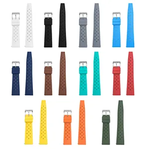 LAIHE Custom Logo Size and Colors Premium Waterproof Tropical FKM Rubber Watch Strap