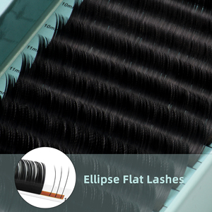 Shanel venta al por mayor 0,15 0,20 0,25mm negro profundo elipse plano pestañas postizas extensión de pestañas personalizado 12 16 líneas bandeja de pestañas - Product Image 5