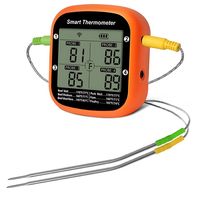 Termostat Digital Nirkabel Bluetooth Tahan Air Bertenaga Baterai Smart Tuya untuk Daging/Makanan dengan 4 Probe, Pengatur Waktu, Alarm, dan Termometer Panggangan
