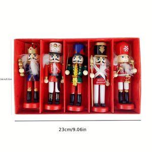 Handmade Wooden Nutcracker Soldier Doll Puppet <b>Drumming</b> Style Christmas Decoration for Holiday Small Ornament - Product Image 6