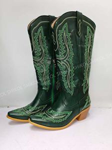 שיקול קאובוי נשים מגפיים ורודות כסף ורוד מערב גודל רקמה 46 רוכסן מותאם אישית לוגו חתונה נעליים נשים - Product Image 4