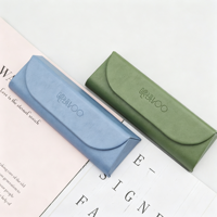 Étui à lunettes portable en cuir PU avec logo personnalisé en relief, résistant aux chocs et à la poussière, coque rigide