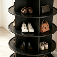 LUMIO Étagère à chaussures circulaire rotative à 360 degrés, 7 niveaux, en plastique PP, pour espaces étroits, rangement d'entrée d'angle, gain de place