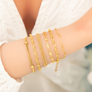 Pulsera de Acero Inoxidable con Cadena de Serpiente y Estrella, Chapada en Oro de 18K, Joyería Minimalista Unisex, Regalo, Origen Yiwu - Product Image 4