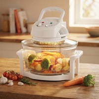 Four à convection halogène en verre 12L, four électrique de comptoir avec bol en verre transparent