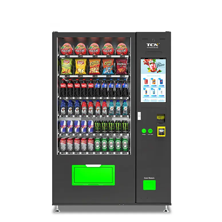 TCN 24 ساعة الخدمة الذاتية متجر المشروبات والوجبات الخفيفة ماكينة بيع كبيرة للأغذية والمشروبات والوجبات الخفيفة آلة البيع للبيع