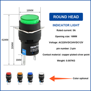 Tín Hiệu Điện Chỉ Số La16 Loạt Vòng/Hình Chữ Nhật/Vuông 220V 24V Pilot Đèn - Product Image 3