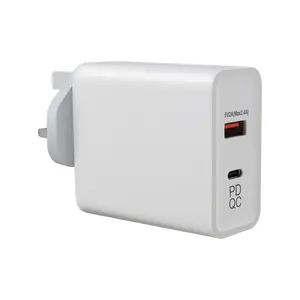 HSUEL 45w快速壁式充电器，带英国插头C型USB和QC 3.0 PD过充电和手机OTP保护