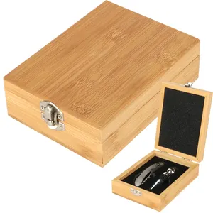 Premium Wine Accessories Set Manual Wine Bottle Opener Corkscrew Gift Set In Bamboo Box Business Gift Sets