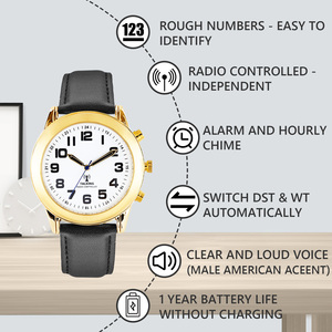 Maujoy rõ ràng và to giọng Mỹ Tiếng Anh Mens Braille Đồng hồ đeo tay kỹ thuật số nói chuyện đồng hồ nói thời gian cho người mù - Product Image 2