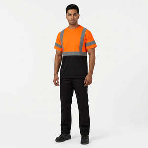 T-shirts de sécurité haute visibilité les plus vendus, à motif uni, avec bandes réfléchissantes pour l'extérieur - Product Image 1