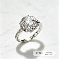 Bagues en laiton plaqué platine, pierres étincelantes élégantes pour les fêtes d'anniversaire, les mariages, les anniversaires de mariage, bijoux de mode, cadeaux
