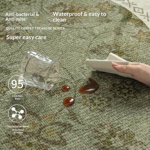 Tappeto per Soggiorno Verde Stile Retrò Francese Antico Nuovo Motivo a Pied-de-Poule Quadrato Imitazione Cashmere Lavabile e Cancellabile - Product Image 3