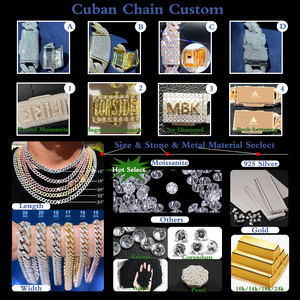 Lujo 18mm Baguette Iced Out Cut VVS Moissanite Diamond Chain Fine Sterling Silver 925 Collar de eslabones cubanos para hombres - Product Image 5