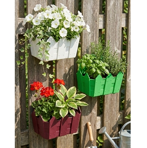 Jardinières murales décoratives en plastique pour clôtures, pots suspendus colorés pour jardins verticaux et bassins à motif floral semi-circulaire - Product Image 1