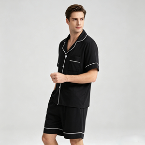 Men's Pajamas Wholesale Pajama Set <b>for</b> Men Soft Bamboo Short Sleeve Short Pants Modal <b>Pyjamas</b> Sleepwear Lounge Wear Factory - Product Image 4