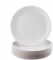 Assiettes en carton écologiques jetables, rondes, avec bord gaufré