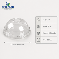 Offre Spéciale ZMH PACK Couvercles en plastique PET transparents de 95 mm, design dôme plat motif ours, personnalisables pour café, bubble tea et boissons froides