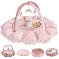 Tapis d'éveil pour bébé en coton écologique non toxique, doux, avec jouets doux, antidérapant, lavable, pour nourrissons et tout-petits