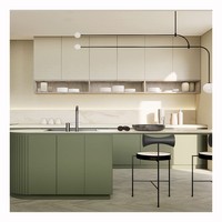 Meubles de cuisine contemporains à panneaux plats, ensemble de placards modulaires, design moderne en L sur mesure pour cuisine, villa, appartement