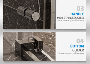 ห้องอาบน้ำดีไซน์ทันสมัย โครงสีดำ <span class=keywords><strong>ประตู</strong></span><span class=keywords><strong>บาน</strong></span><span class=keywords><strong>เลื่อน</strong></span>กระจกนิรภัยหนา 10 มม. - Product Image 4