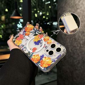 Coque transparente magnétique puissante avec motif floral pour chargeur sans fil compatible iPhone 17 16 15 14 Plus 13 12 11 Pro Max - Product Image 3