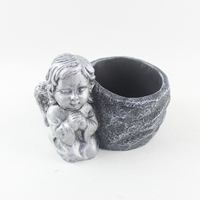 Petit Pot de Plante en Ciment Argenté Intérieur Extérieur Décor Fleur Succulente Cactus Couverture Planteur