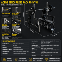 Station de musculation FRS All One Self Spotting Bench Press, sécurité active, réglable en position plate/inclinée/negative, acier robuste, 500 kg