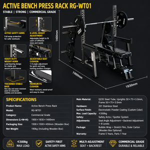 Stazione Multifunzione FRS per Panca Piana con Sistema di Sicurezza Integrato, Panca Regolabile per Sollevamento Pesi, Inclinabile e Declinabile per <span class=keywords><strong>Palestra</strong></span> - Product Image 5