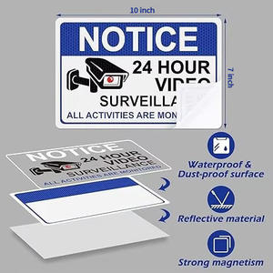 Adesivo in Alluminio per Segnaletica <span class=keywords><strong>Video</strong></span> per Sistema di Allarme Domestico e Aziendale, Segnali di Avvertimento Adesivi per Sicurezza 24 Ore su 24 - Product Image 2