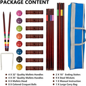 Ensemble de jeu pour pelouse et jardin Ensemble de croquettes pour 8 joueurs avec 35 pouces de luxe Taille réglementaire Maillets en bois de caoutchouc Ensemble de <span class=keywords><strong>croquet</strong></span> pour adultes - Product Image 2