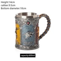 Game of Thrones Stark Jarra de Resina Acero Inoxidable Tanque Medieval Coleccionable Stein Regalo Bar