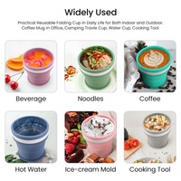 Taza plegable de silicona reutilizable de 350 ml personalizada por OEM, mini taza de silicona plegable portátil