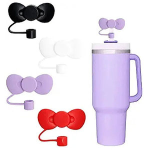 Grazioso fiocco con nodo da 10mm 30oz da 40 once <span class=keywords><strong>tazza</strong></span> accessori riutilizzabili punte in paglia copri coperchi in Silicone morbido cappello con cappello in paglia - Product Image 2